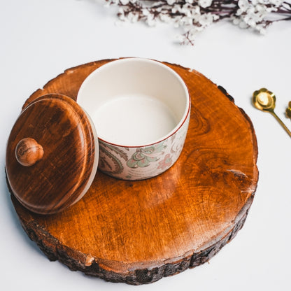 White-Green Ceramic Jar