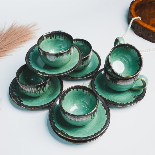 Rusty Green Tea Cup set of 6
